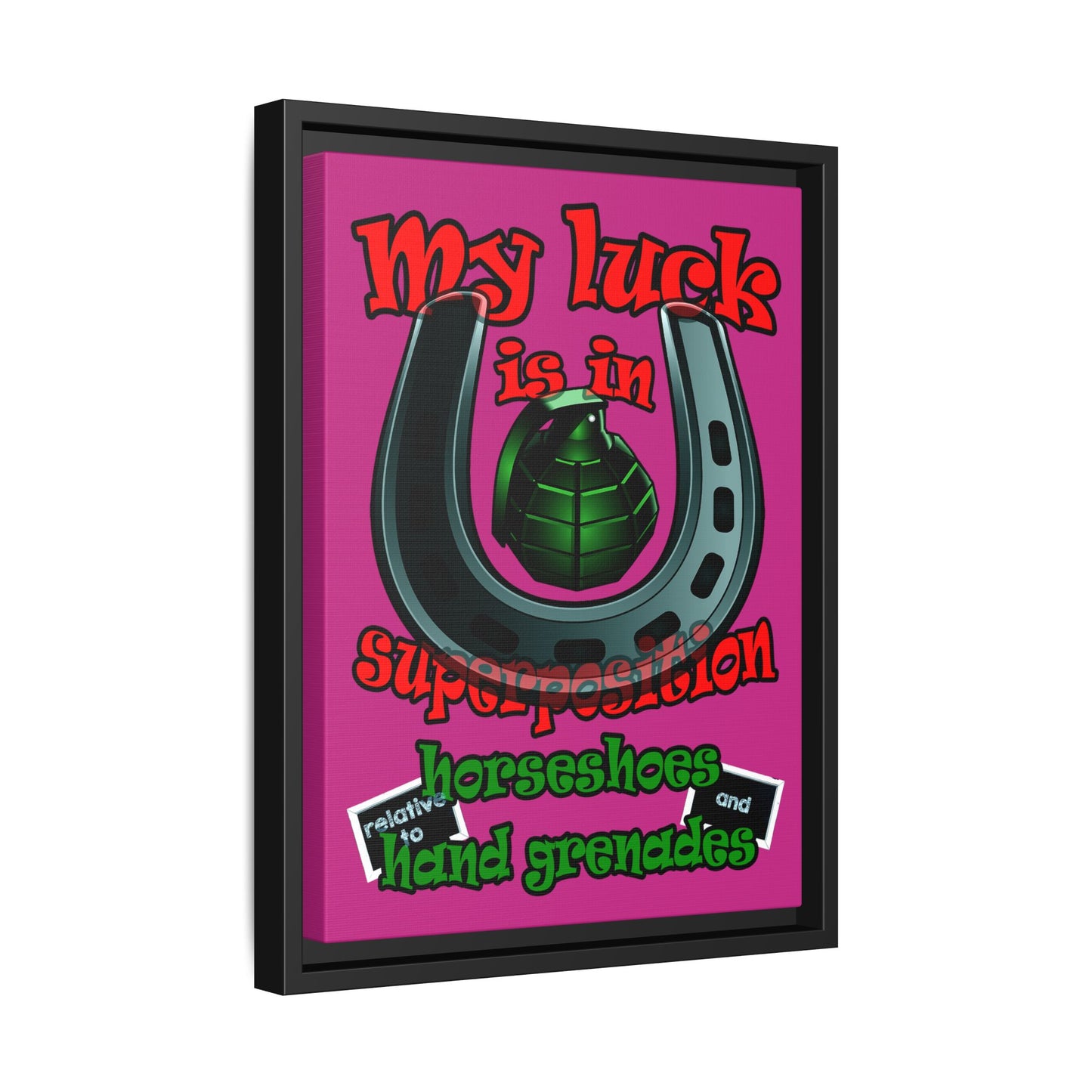 my luck - framed canvas art (pink)