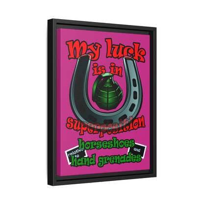 my luck - framed canvas art (pink)