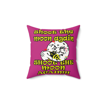 shoot the moon again - Faux Suede Square Pillow - (pink)