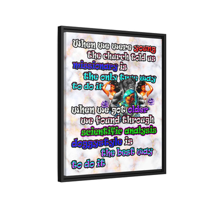 doggystyle - framed canvas art (white marble)