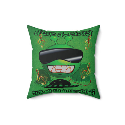 disc jockey - Spun Polyester Square Pillow - (green turf)