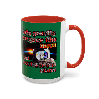 defy conquer reach - Accent Mug (dark green)