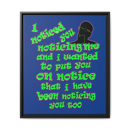 noticed you noticing - framed canvas art (dark blue)