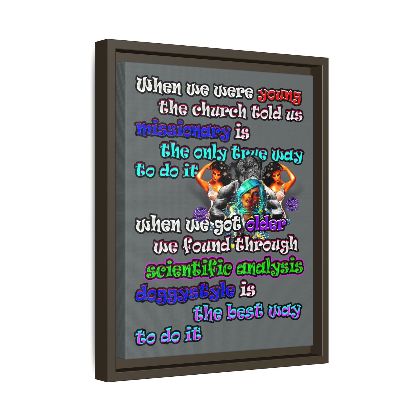 doggystyle - framed canvas art (dark grey)