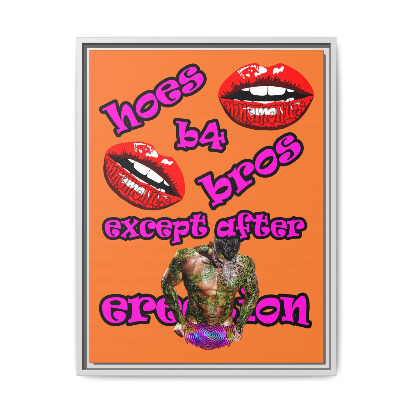 hoes b4 bros - framed canvas art (crusta)