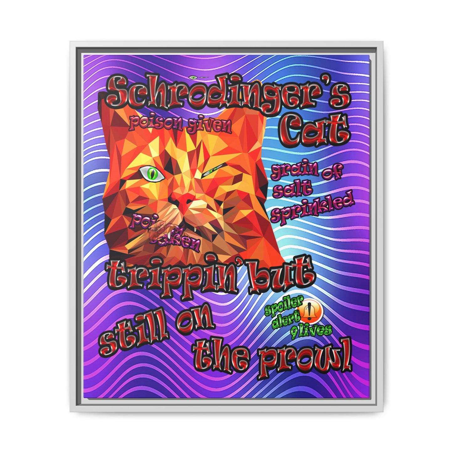 schrodinger's cat - framed canvas art (purple wave)