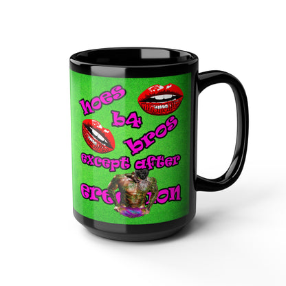 hoes b4 bros - Black Mug (green turf)