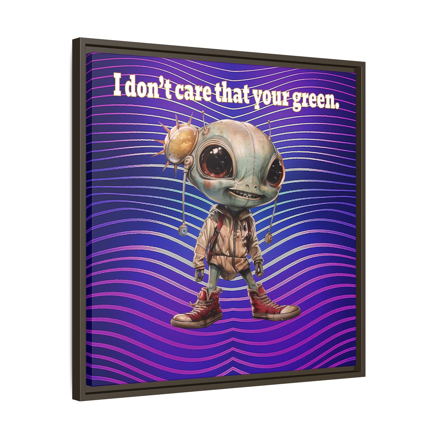 I don't care that your green - framed canvas art (purple wave)
