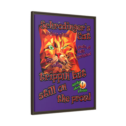 schrodinger's cat - framed canvas art (purple)