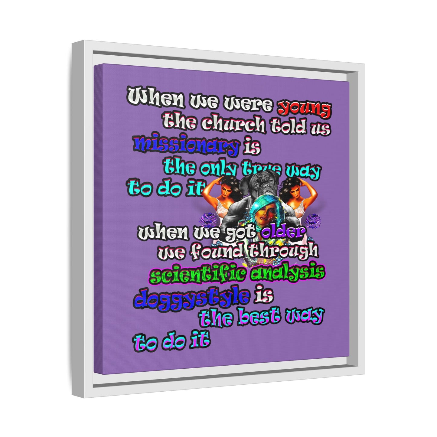 doggystyle - framed canvas art (light purple)