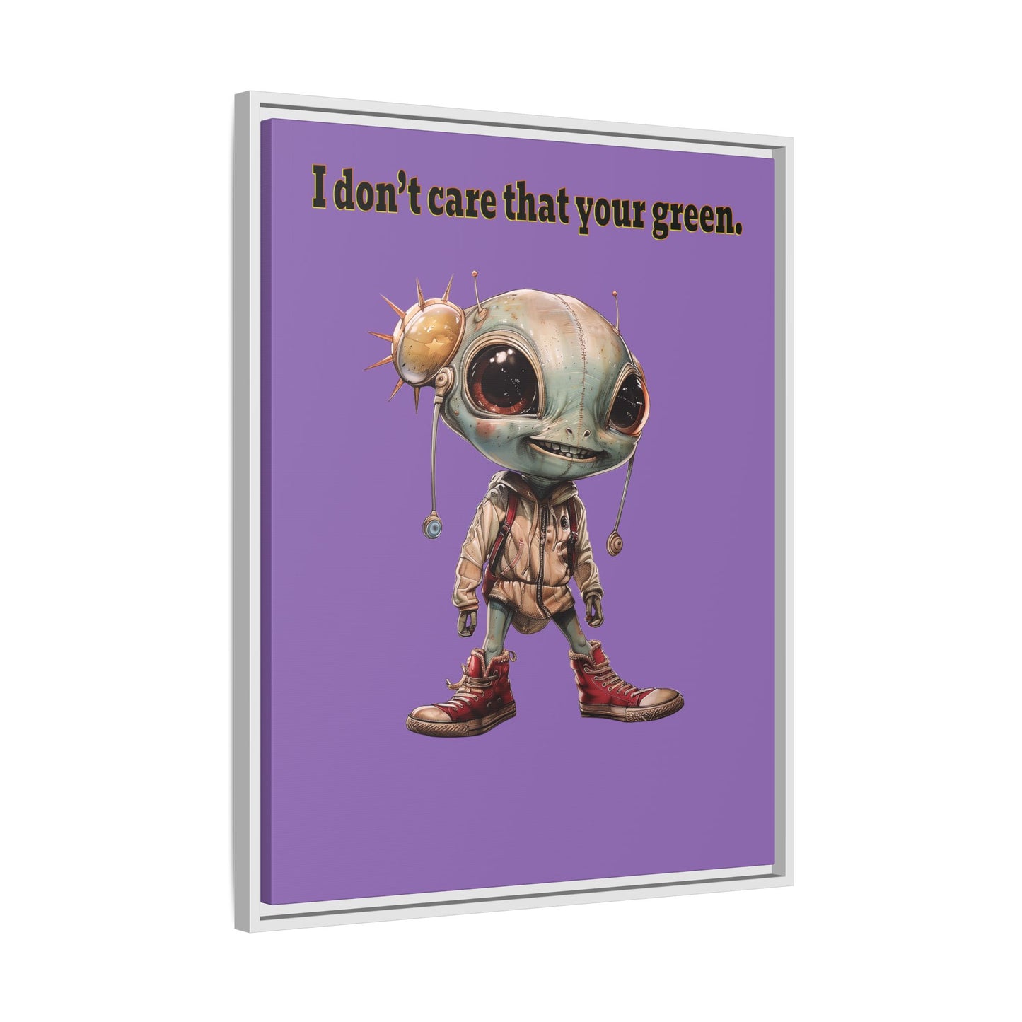 I don't care that your green - framed canvas art (light purple)