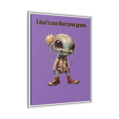 I don't care that your green - framed canvas art (light purple)