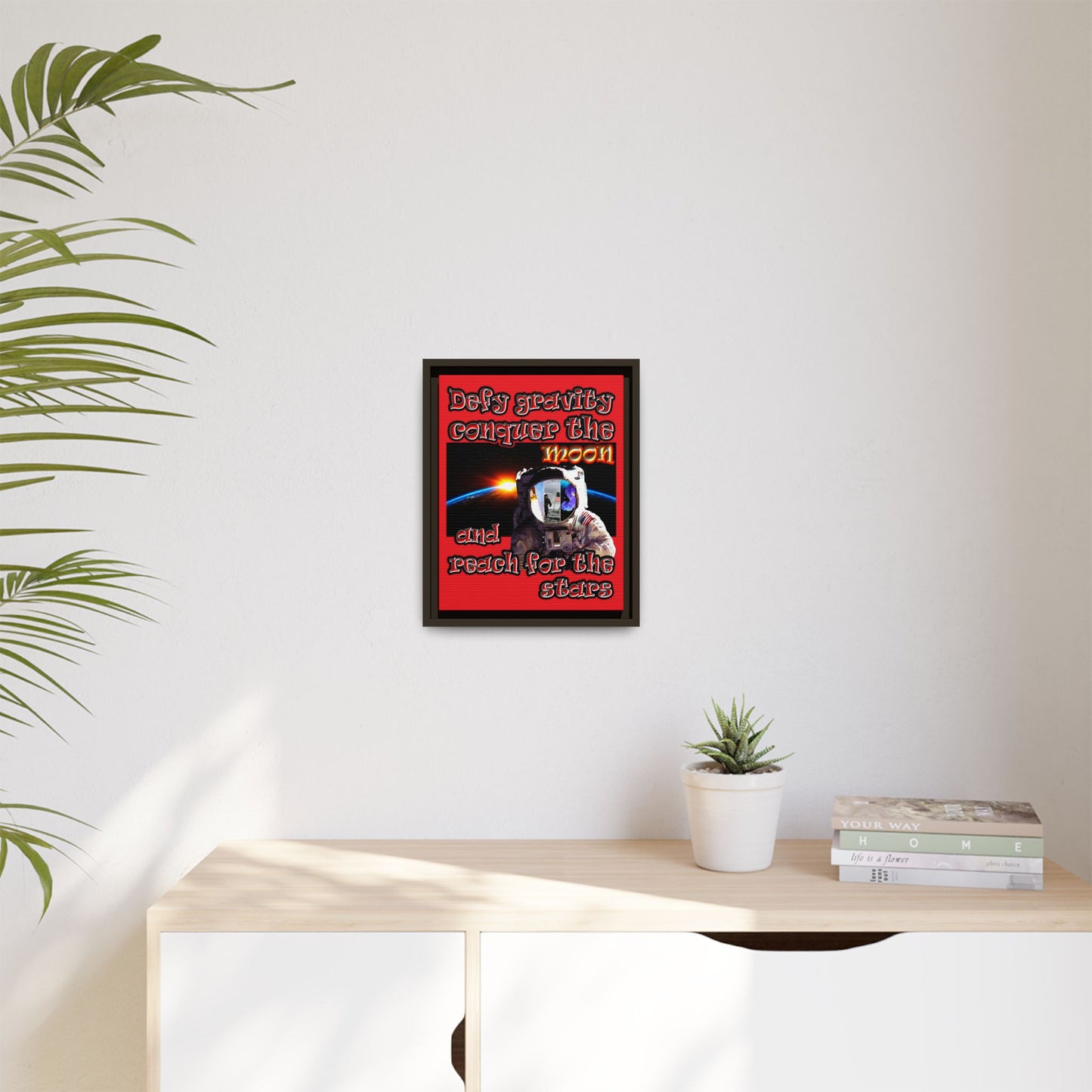 defy conquer reach - framed canvas art (red)