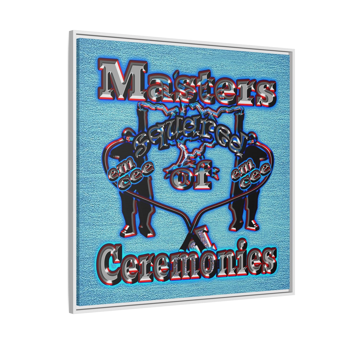 em cee squared - framed canvas art (faded blue)