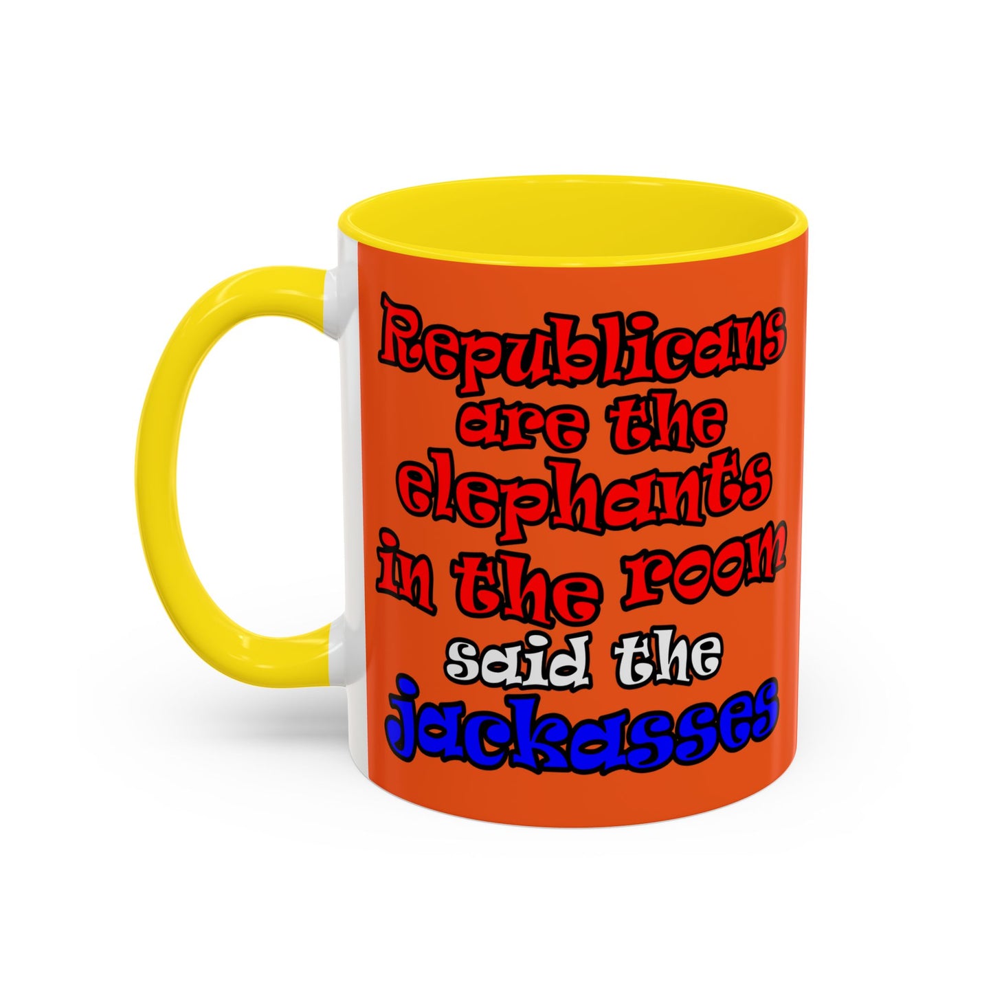 donkeys and elephants - Accent Mug (orange)