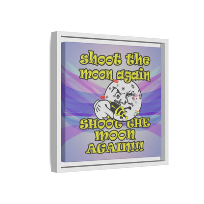 shoot the moon again - framed canvas art (light blue-pink wave)