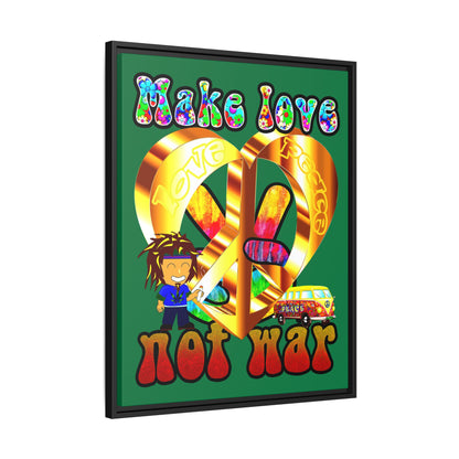 love peace - framed canvas art (dark green)