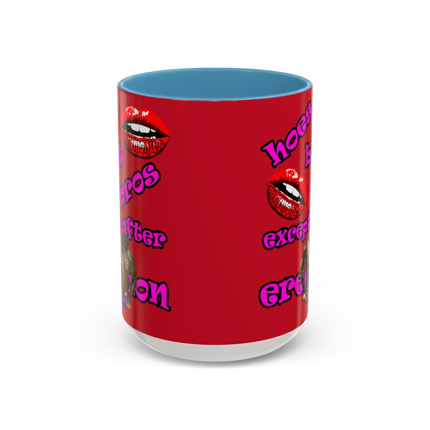 hoes b4 bros - Accent Mug (dark red)