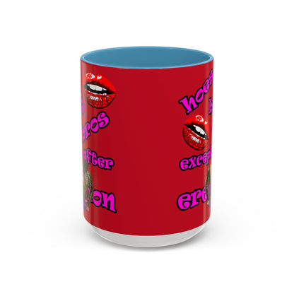 hoes b4 bros - Accent Mug (dark red)