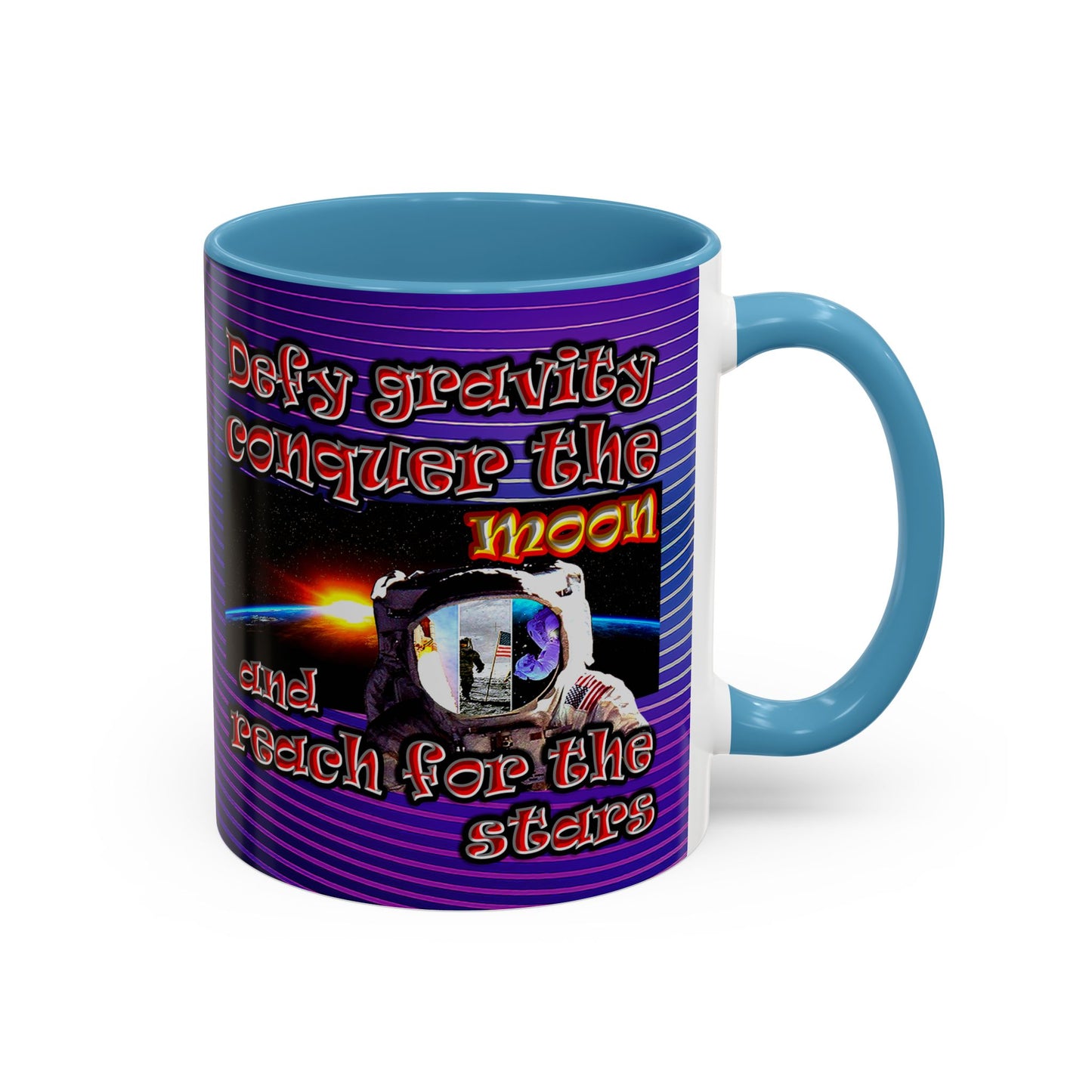 defy conquer reach - Accent Mug (purple wave)