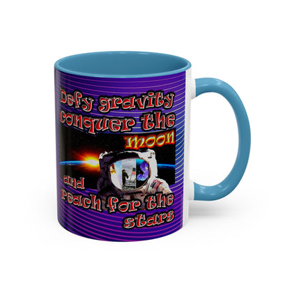 defy conquer reach - Accent Mug (purple wave)