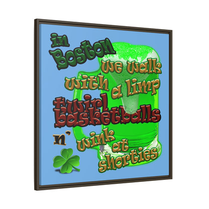 celtics logo - framed canvas art (light blue)