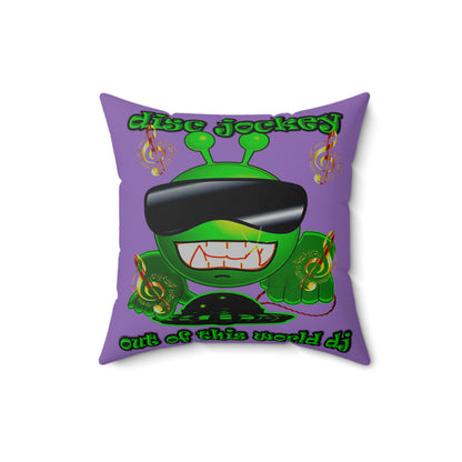 disc jockey - Spun Polyester Square Pillow - (light purple)