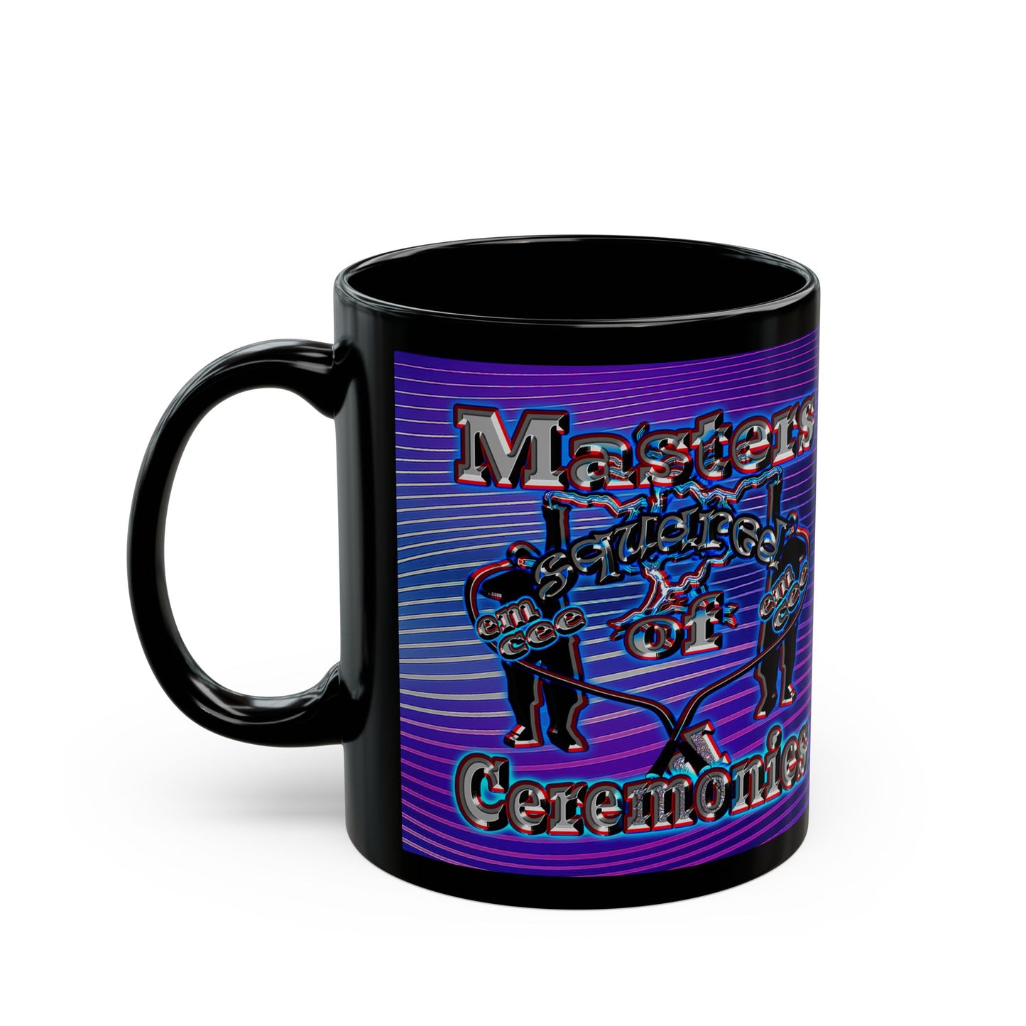 em cee squared - Black Mug (purple wave)