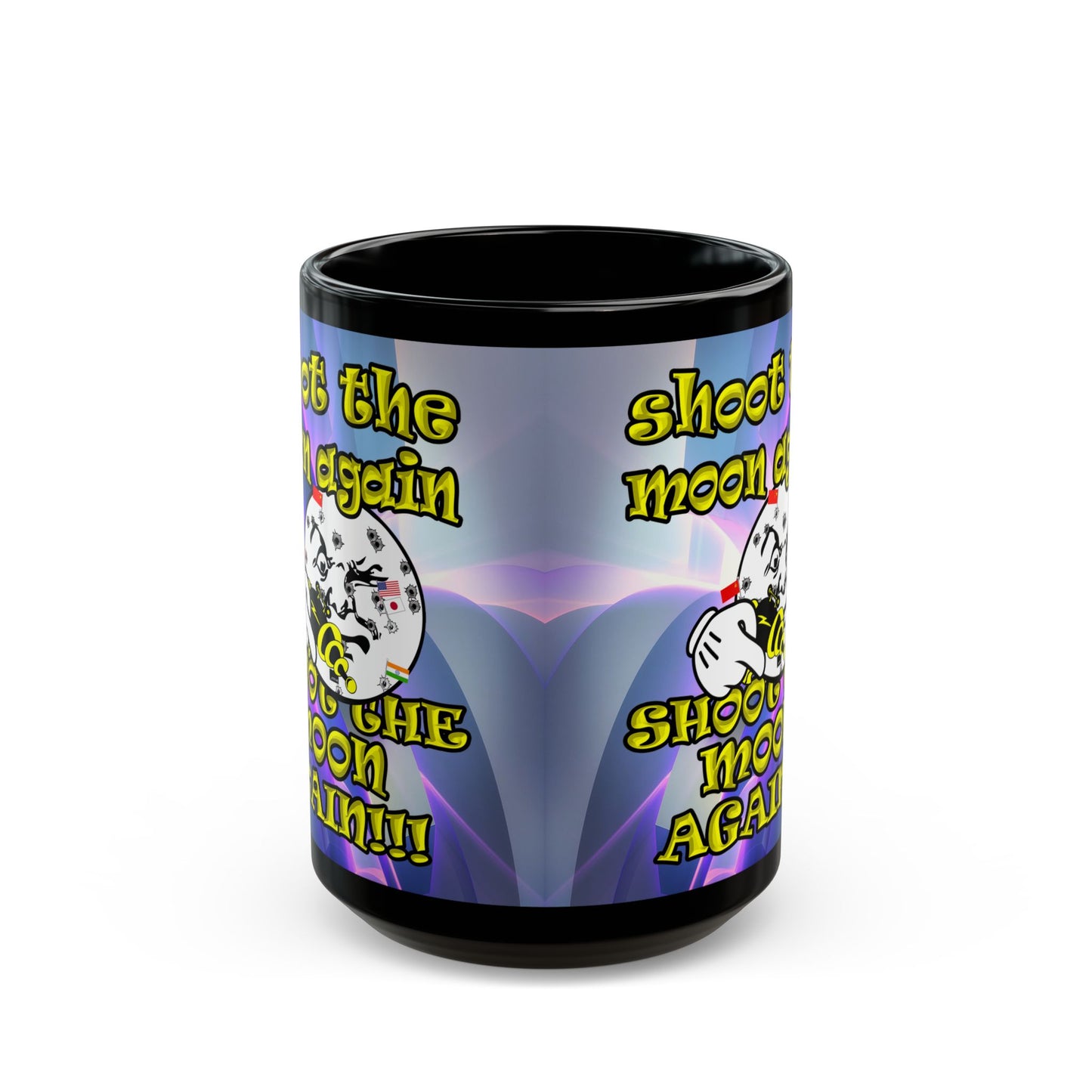 shoot the moon again - Black Mug (grey-pink wave)