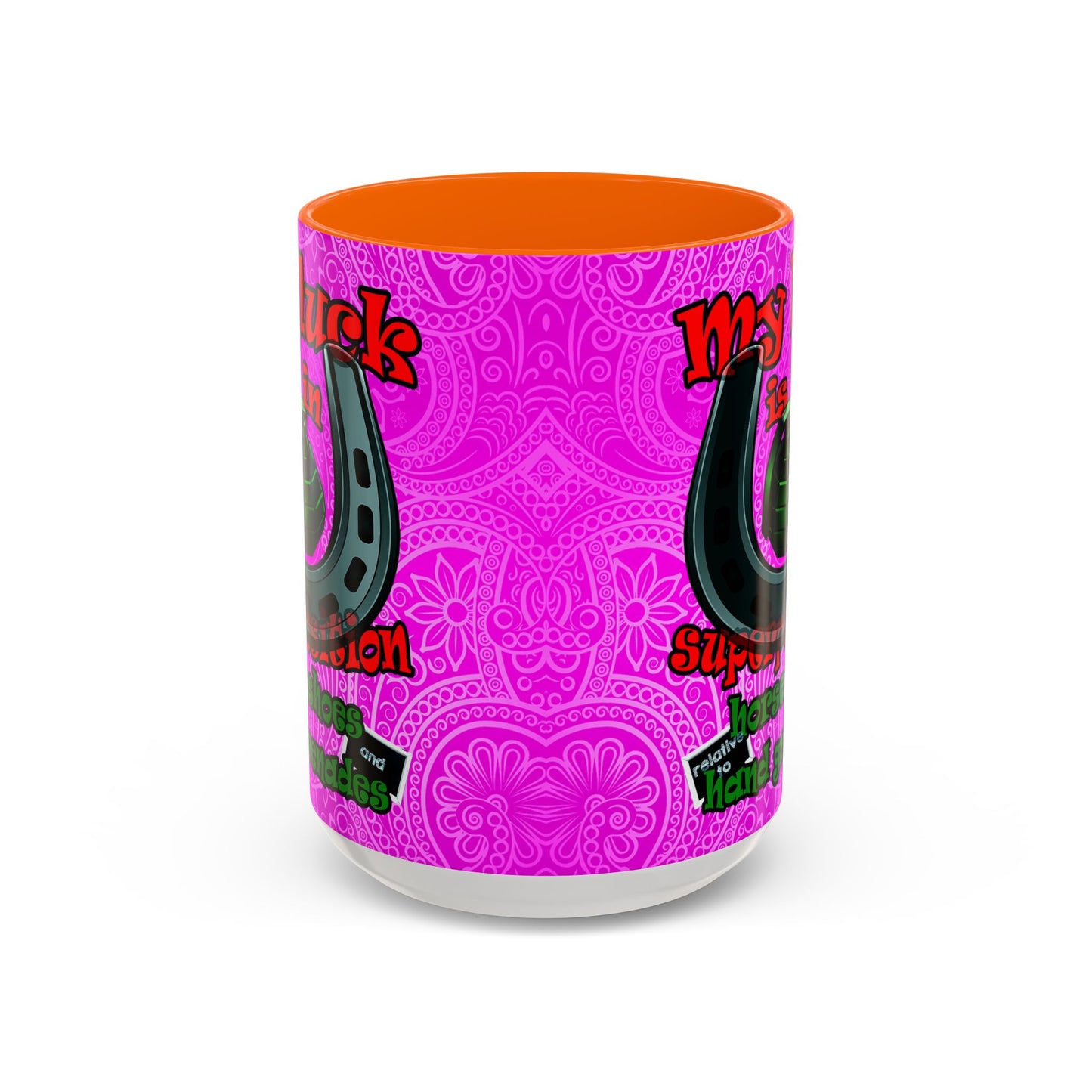 my luck - Accent Mug (pink swirl)
