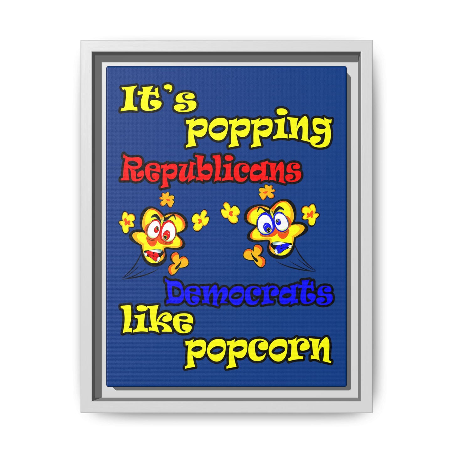 popping like popcorn - framed canvas art (dark blue)