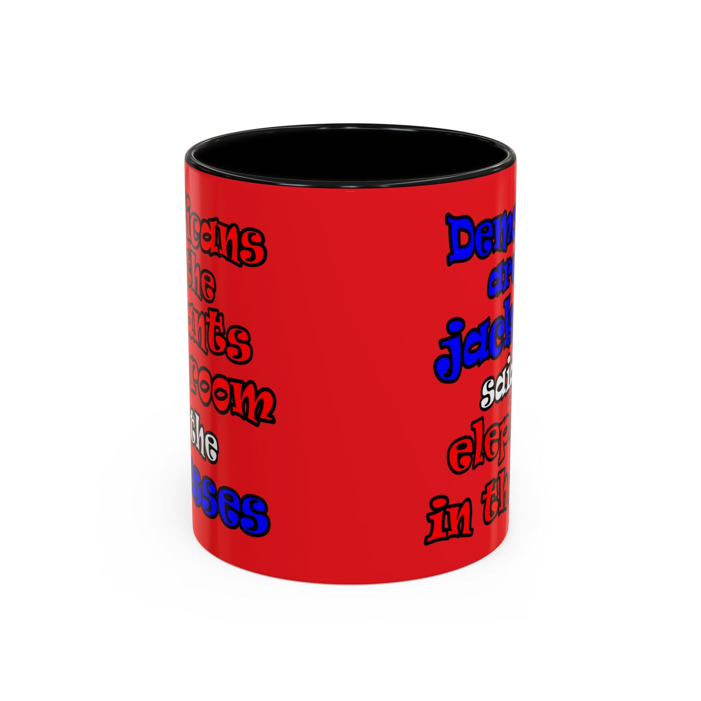 donkeys and elephants - Accent Mug (red)
