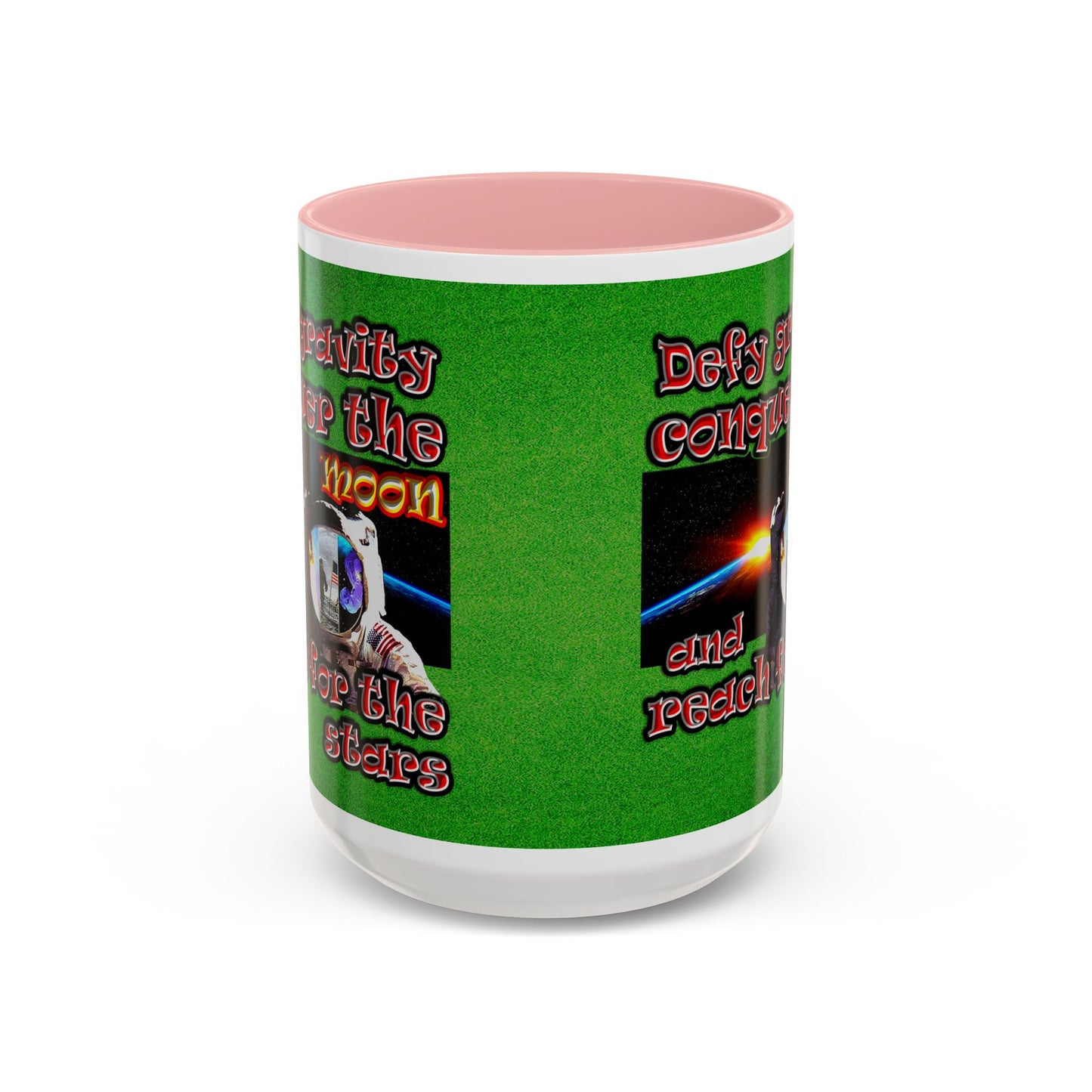 defy conquer reach - Accent Mug (green turf)