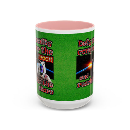 defy conquer reach - Accent Mug (green turf)