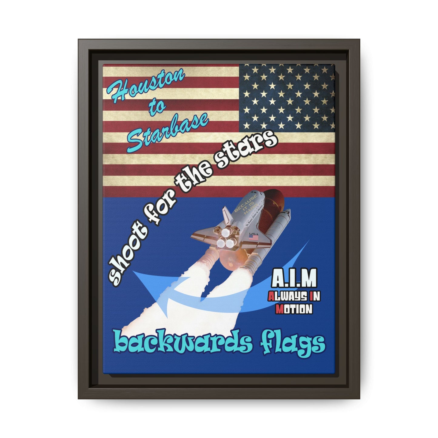 shoot for the stars - framed canvas art (dark blue)