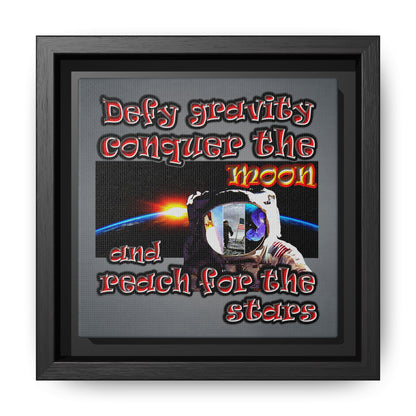 defy conquer reach - framed canvas art (grey-light grey)