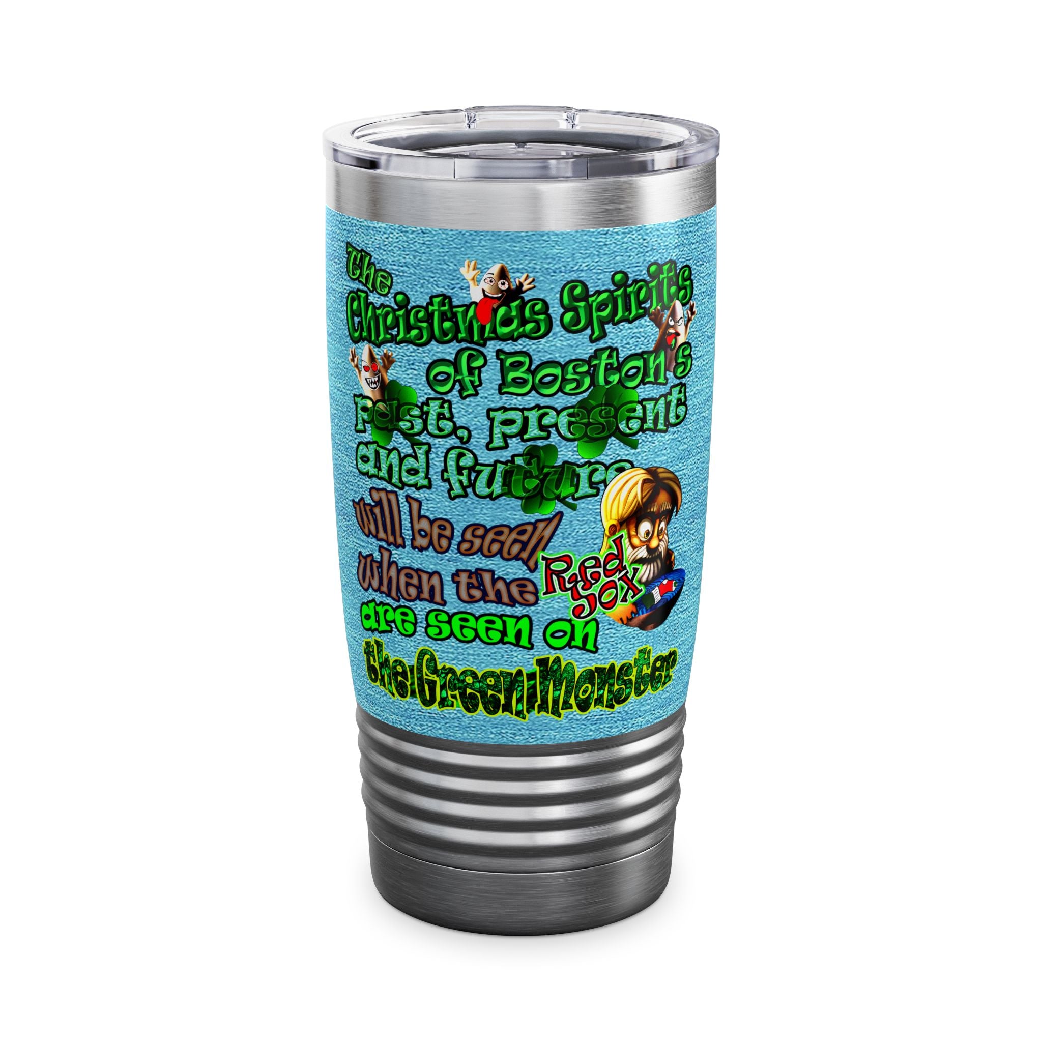 christmas spirits of boston - Ringneck Tumbler, 20oz (faded blue)