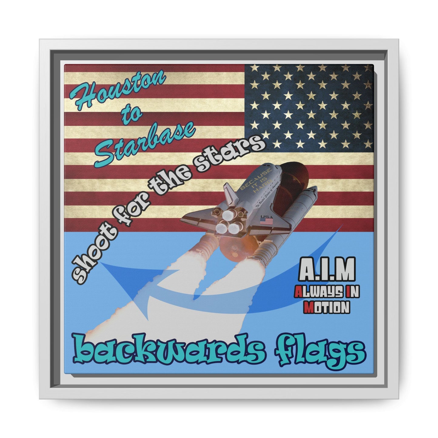 shoot for the stars - framed canvas art (light blue)