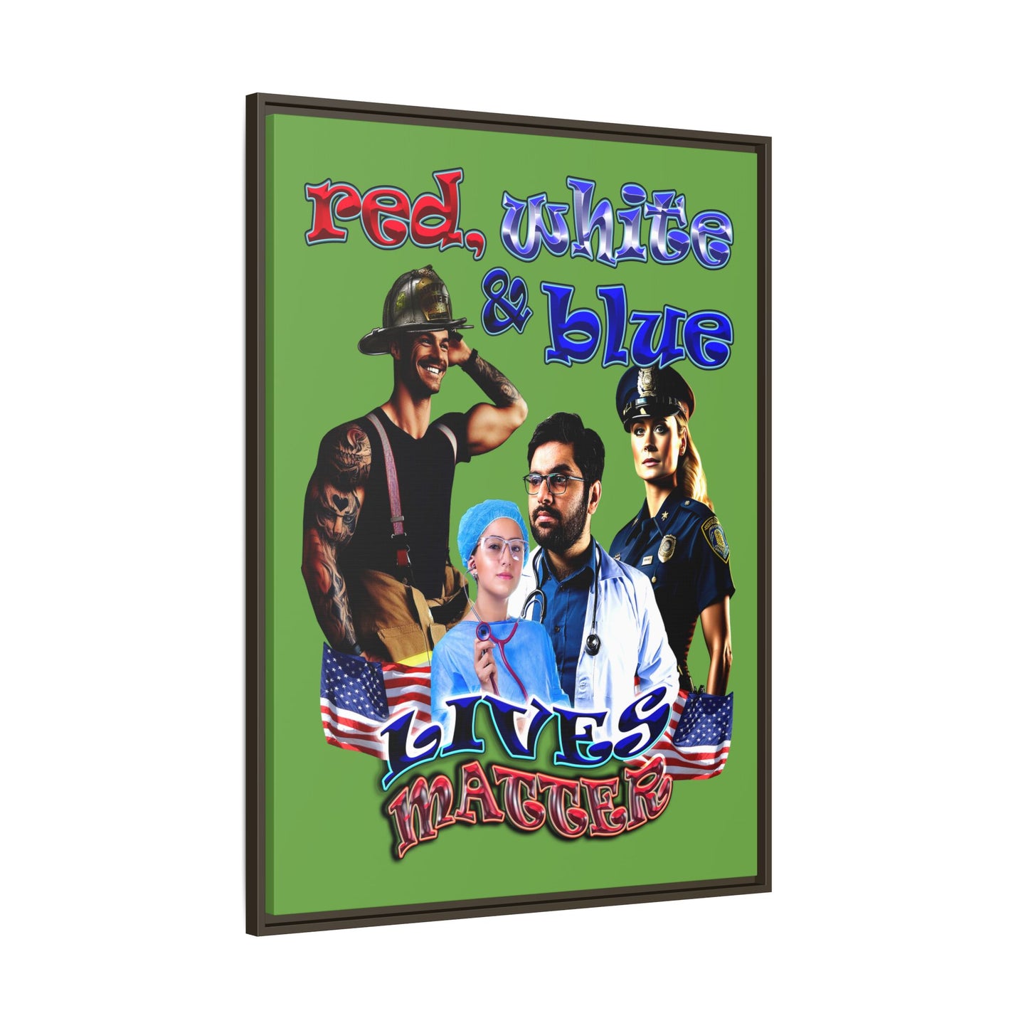 rw&b lives matter - framed canvas art (green)