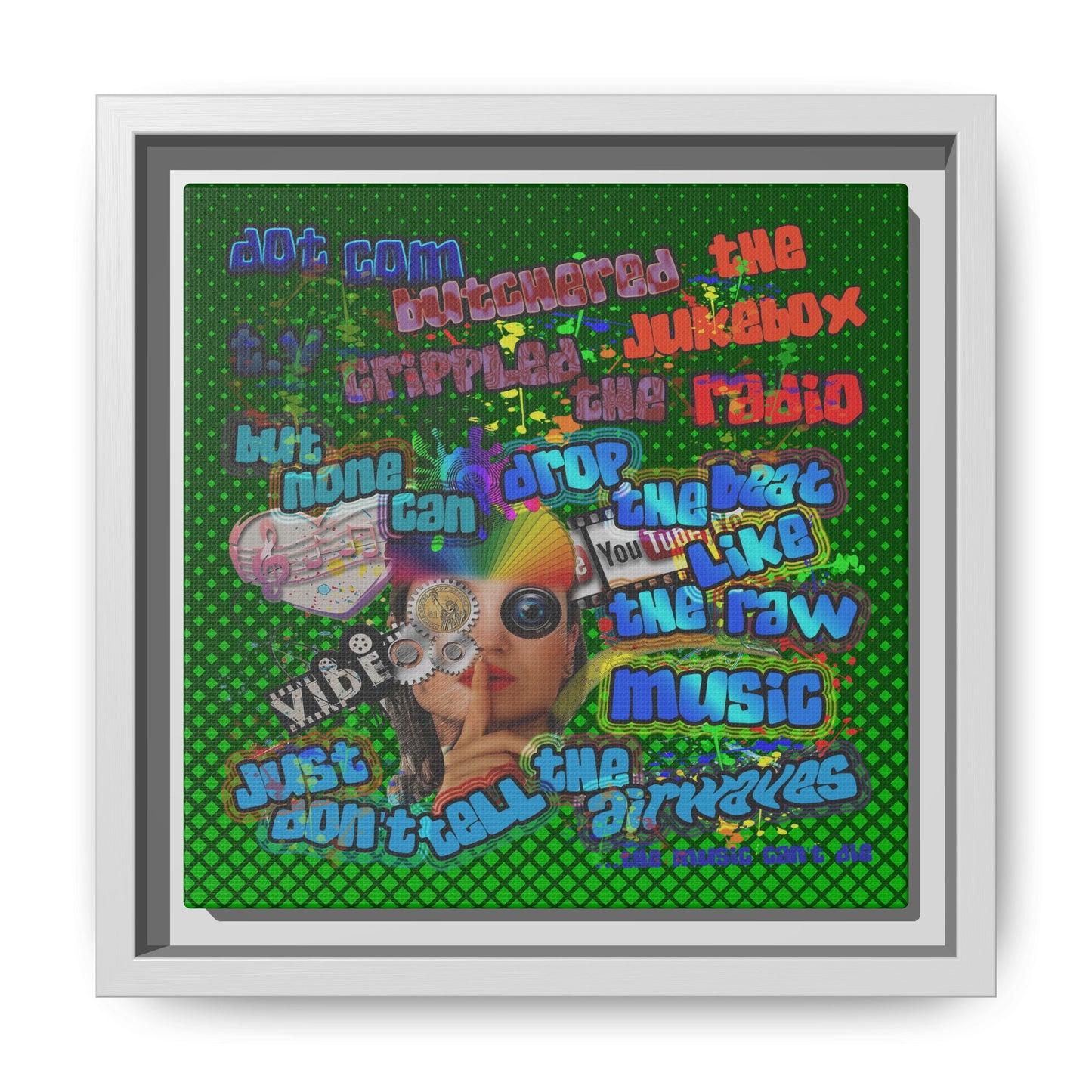 drop the beat - framed canvas art (logo green)
