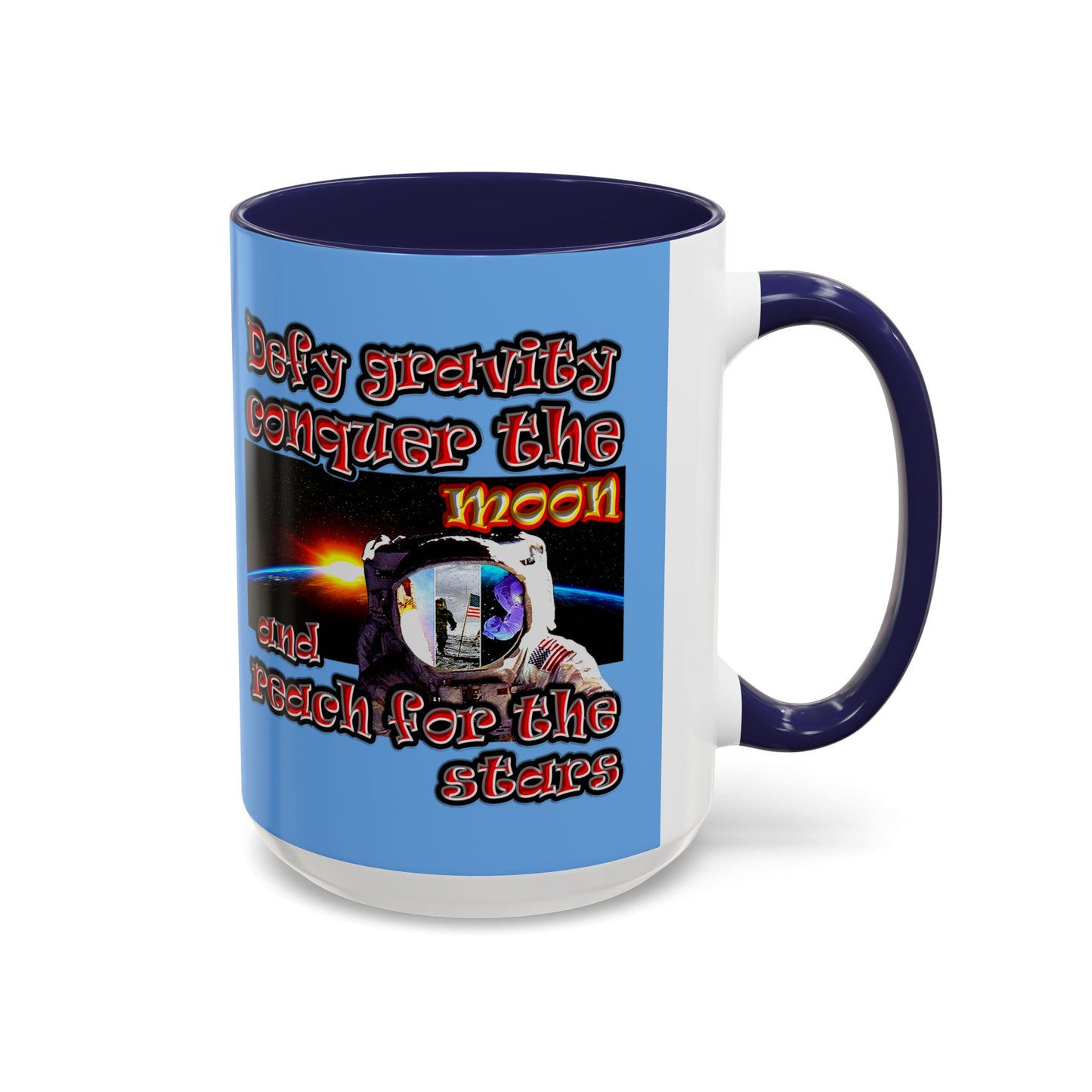 defy conquer reach - Accent Mug (light blue)