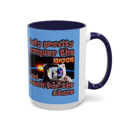 defy conquer reach - Accent Mug (light blue)