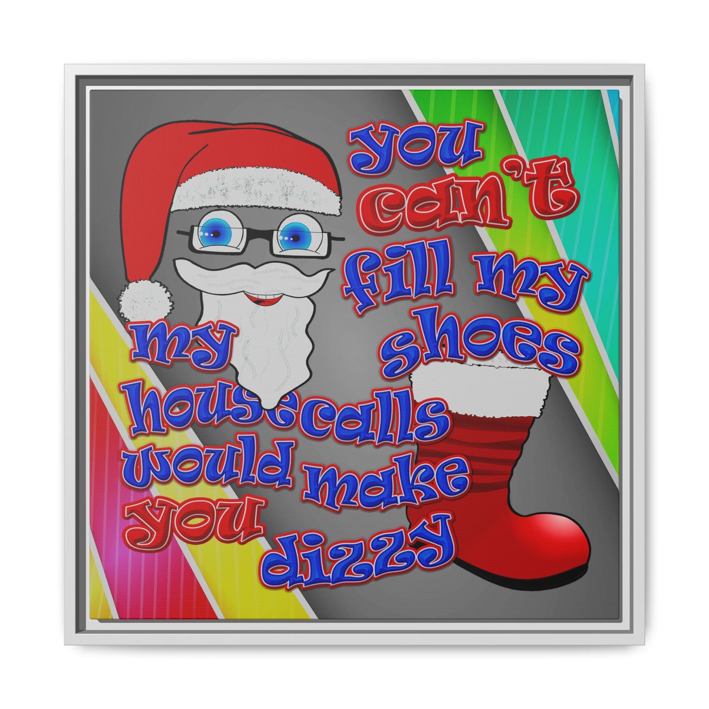 santa's shoes - framed canvas art (rainbow split)