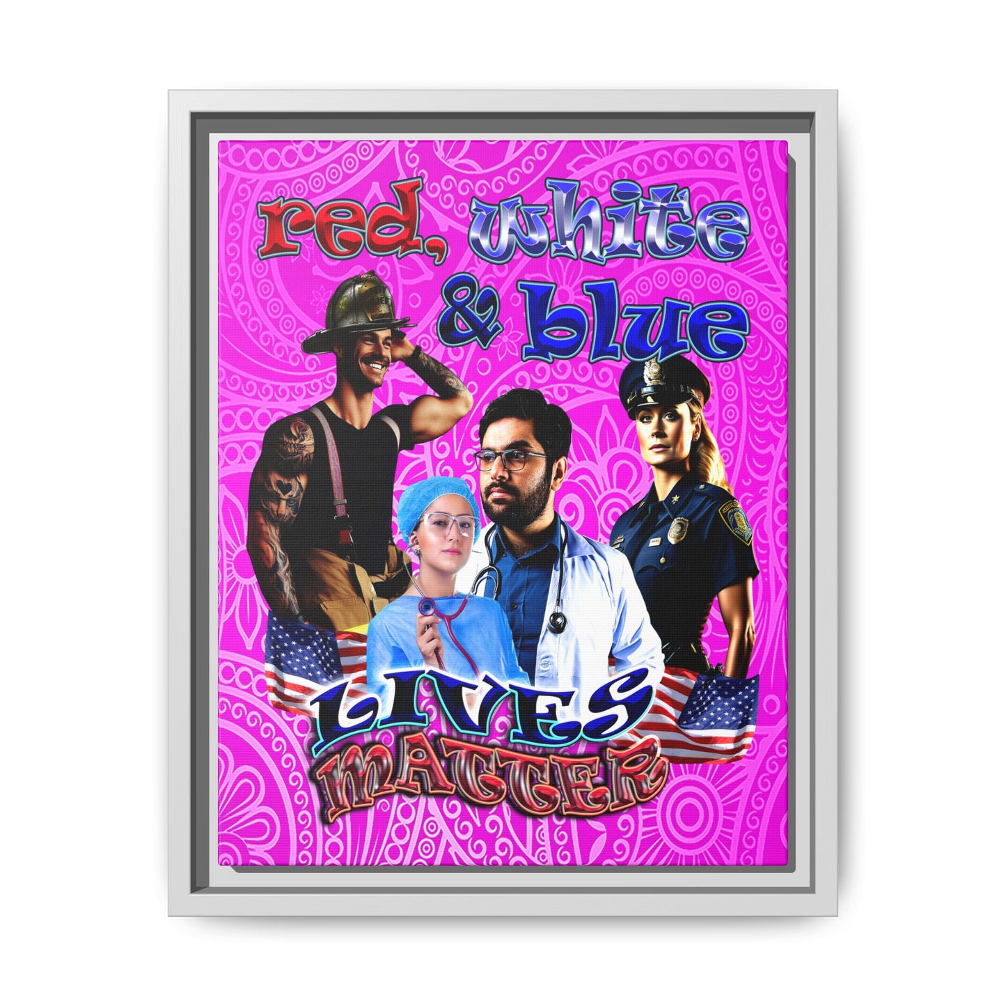 rw&b lives matter - framed canvas art (pink swirl)
