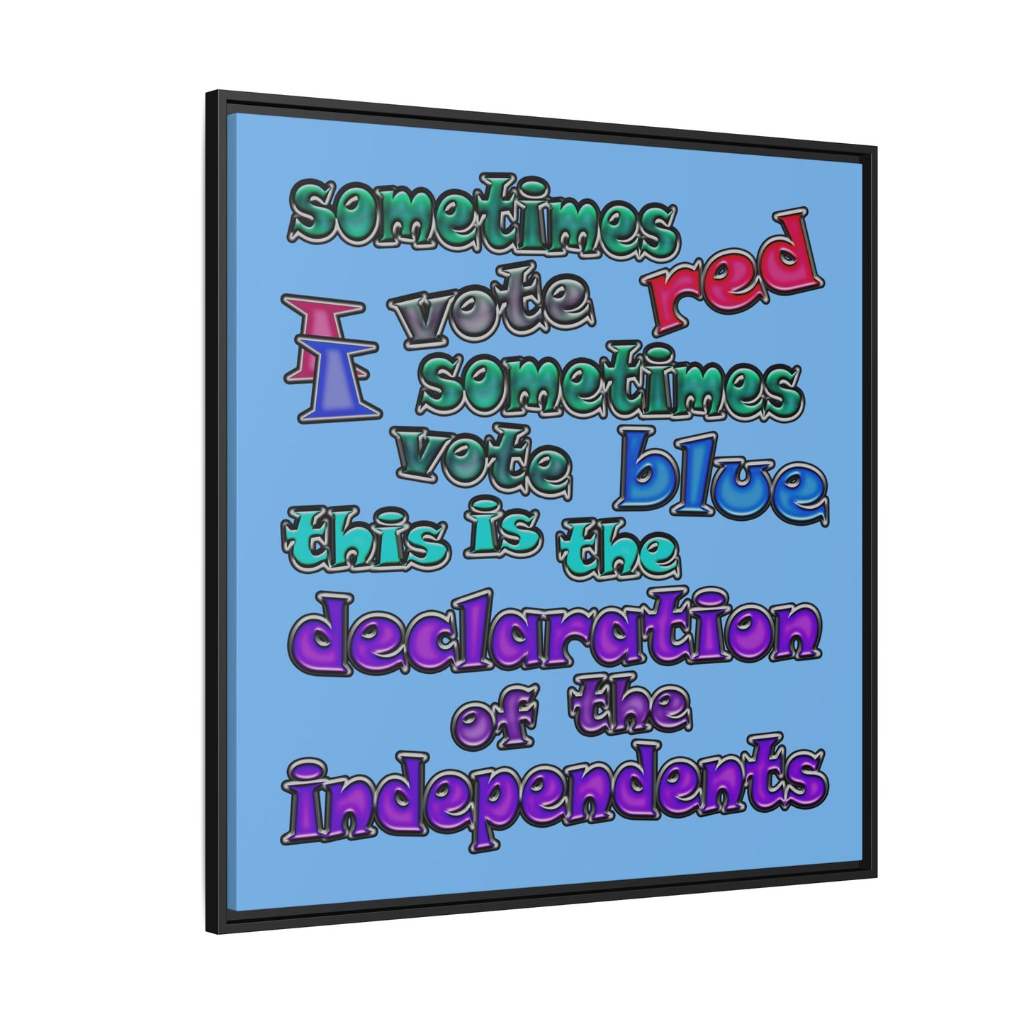 declaration of the independents - framed canvas art (light blue)