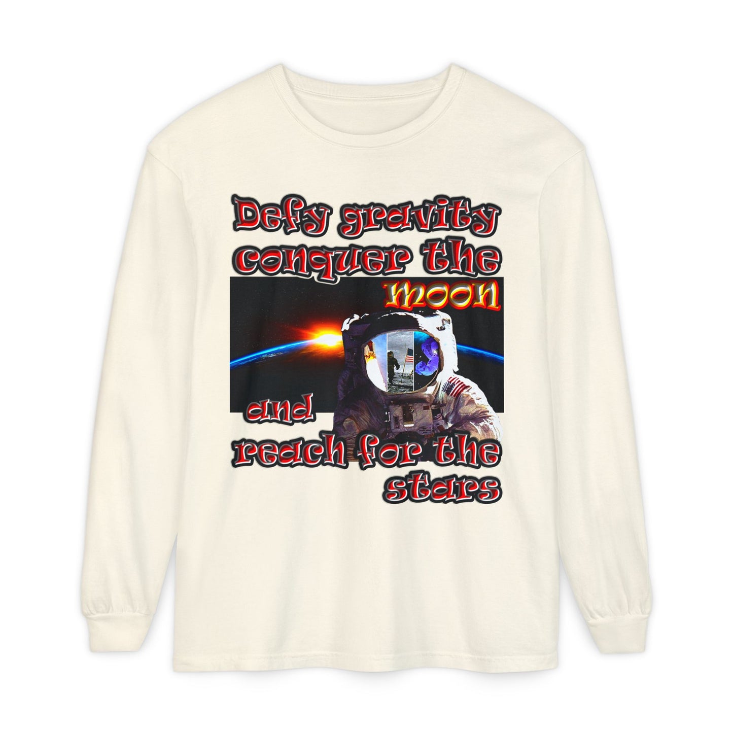 defy conquer reach - Unisex Garment-dyed Long Sleeve T-Shirt