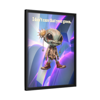 I don't care that your green - framed canvas art (grey-pink wave)