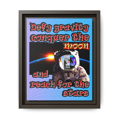 defy conquer reach - framed canvas art (light blue-purple wave)