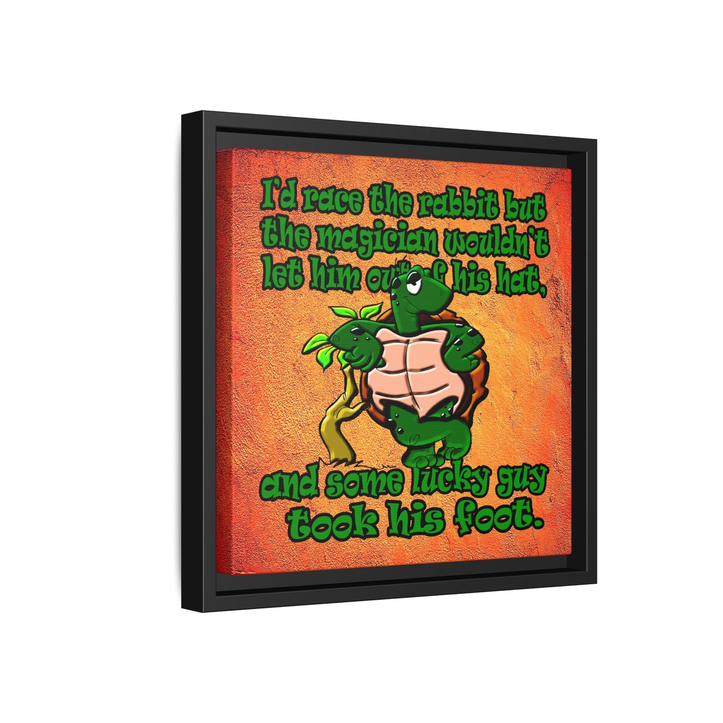 turtle race - framed canvas art (burnt orange)