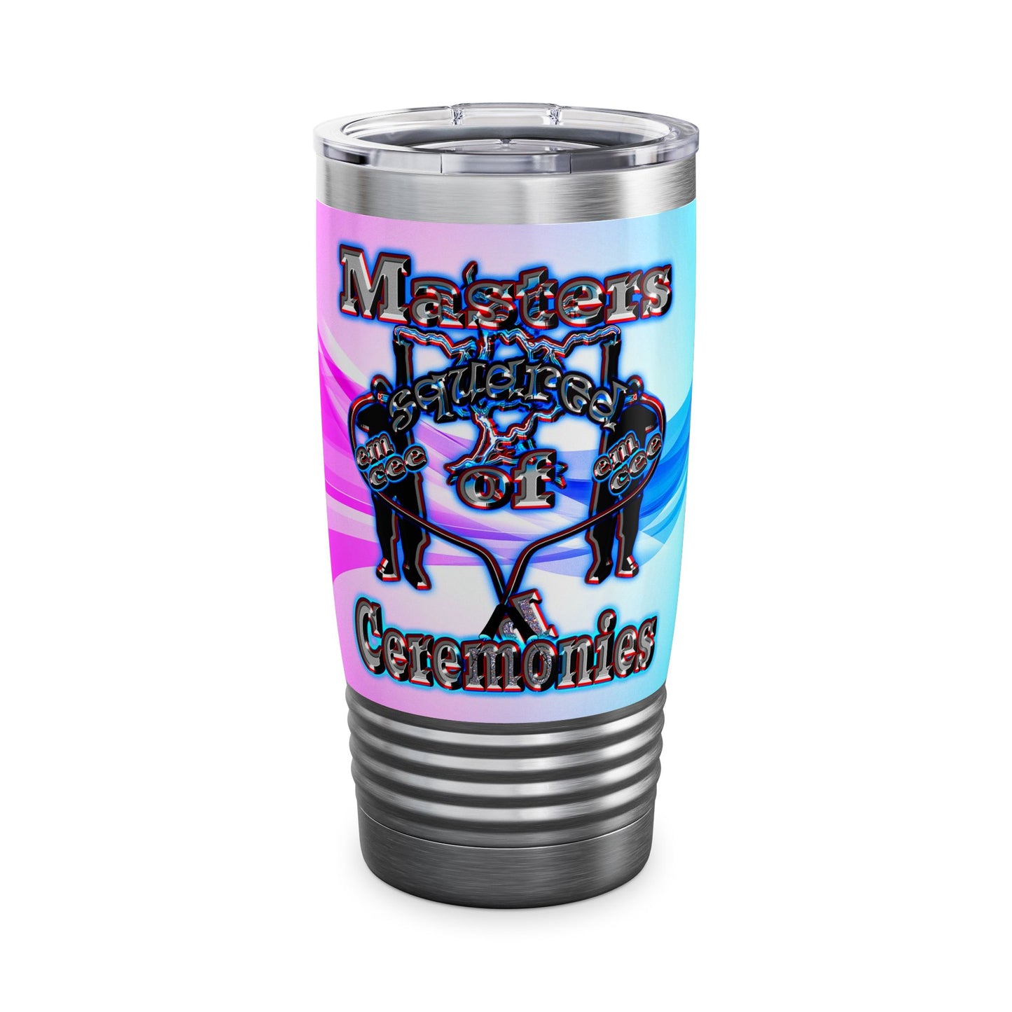 em cee squared - Ringneck Tumbler, 20oz (light blue-pink wave)
